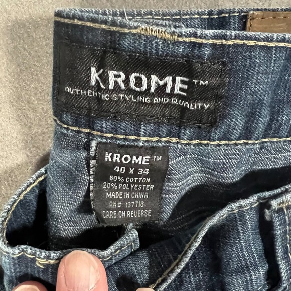Krome Men Jeans 40x34 Dark Wash Straight Leg Denim Hip Hop Skater Y2K RN 137718 - Picture 5 of 13